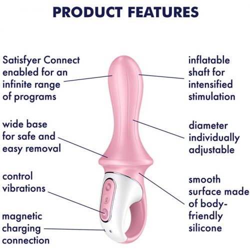 Расширяющийся анальный смарт-вибратор Satisfyer Air Pump Booty 5+ розовый
