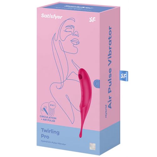 Вакуумный стимулятор с вибростимулирующим отростком Satisfyer Twirling Pro красный