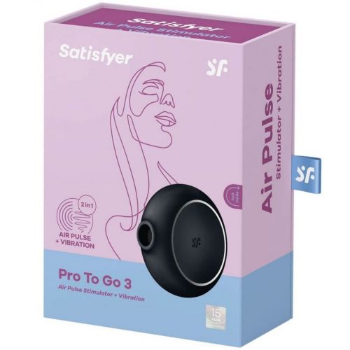 Вакуумно-волновой стимулятор с вибрацией Satisfyer Pro To Go 3 черный