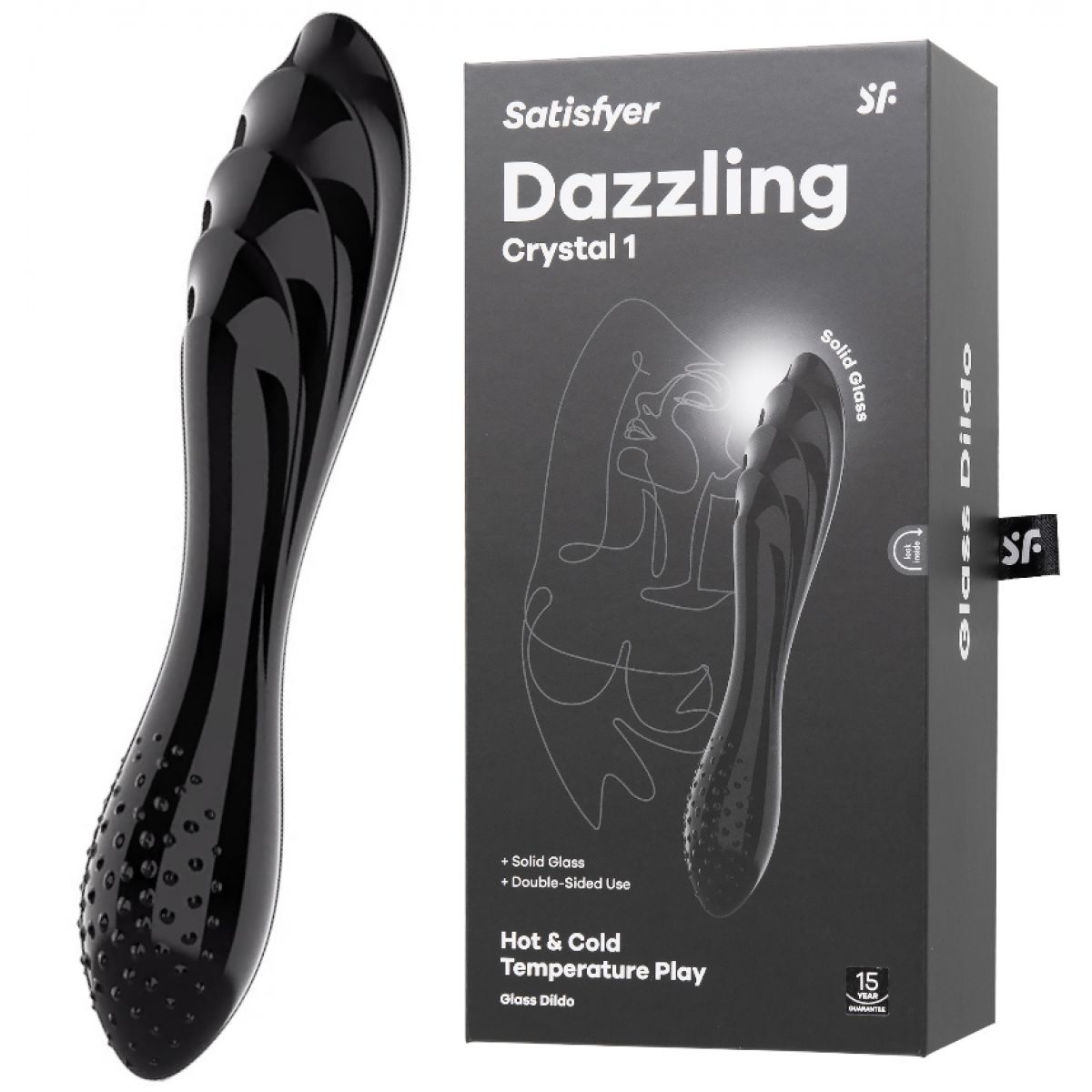 Двусторонний фаллос из стекла Satisfyer Dazzling Crystal 1 черный 18 см