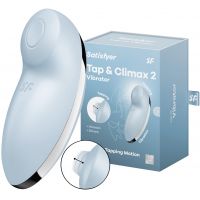 Клиторальный вибростимулятор с пульсацией Satisfyer Tap And Climax 2 голубой