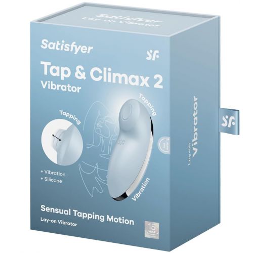 Клиторальный вибростимулятор с пульсацией Satisfyer Tap And Climax 2 голубой