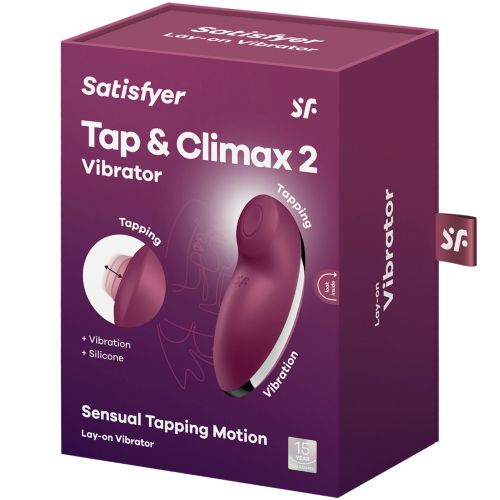 Клиторальный вибростимулятор с пульсацией Satisfyer Tap And Climax 2 бордовый