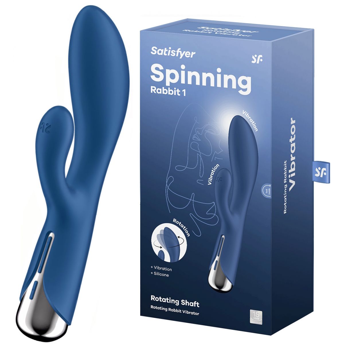 Вибратор для точки G с клиторальным стимулятором и ротацией Satisfyer Spinning Rabbit 1 Blue