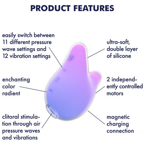 Вакуумно-волновой стимулятор с вибрацией Satisfyer Mermaid Vibes лилово-розовый