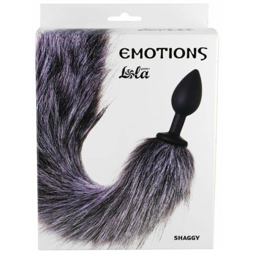 Анальная пробка с серым хвостиком Emotions Shaggy 35 см