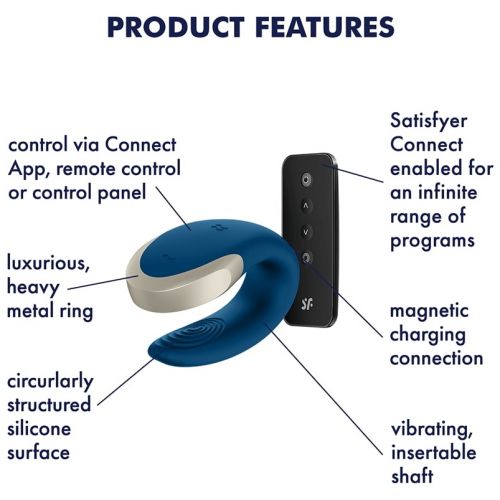 Смарт-стимулятор для пар Satisfyer Partner Double Love голубой