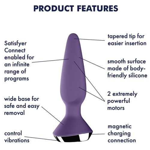 Анальный смарт-стимулятор с вибрацией Satisfyer Plug-ilicious 1 фиолетовый