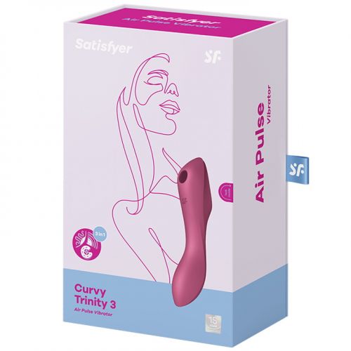 Вакуумный стимулятор клитора с вибрирующей ручкой Satisfyer Curvy Trinity 3 красный