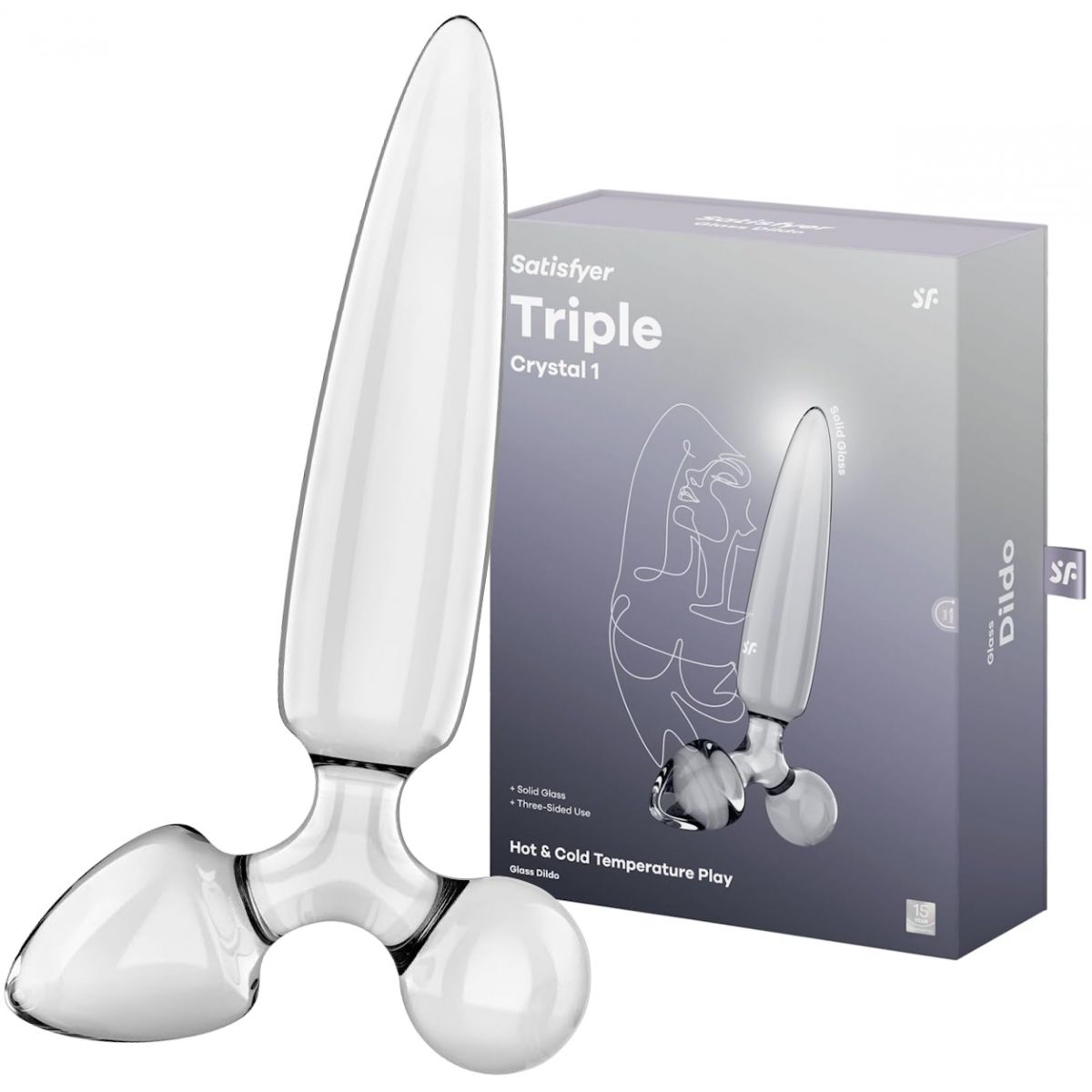 Стеклянный стимулятор 3 в 1 Satisfyer Triple Crystal 1 прозрачный 21 см