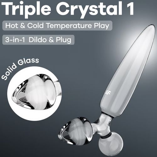 Стеклянный стимулятор 3 в 1 Satisfyer Triple Crystal 1 прозрачный 21 см