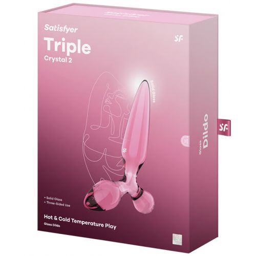 Стеклянный стимулятор 3 в 1 Satisfyer Triple Crystal 2 розовый 22 см