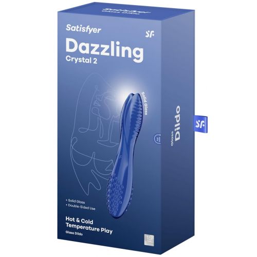 Двусторонний фаллос из стекла Satisfyer Dazzling Crystal 2 синий 20 см