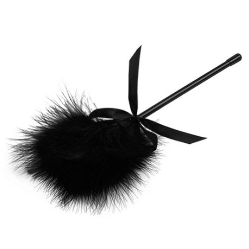 Пушистый черный тиклер с бантиком 21 см