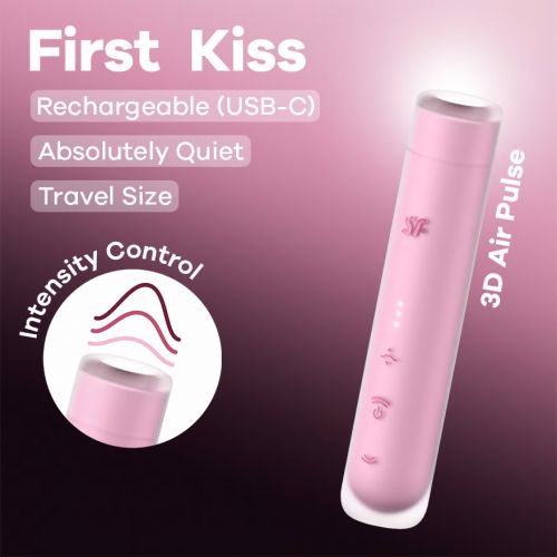 Вакуумно-волновой мини-стимулятор клитора с вибрацией помада Satisfyer First Kiss