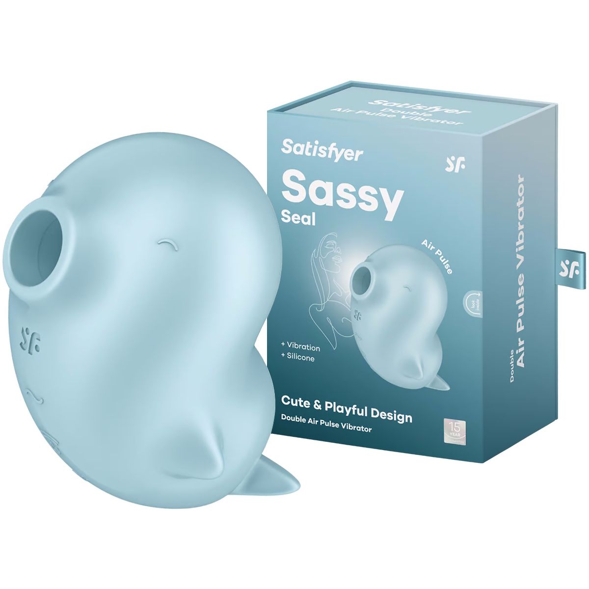 Вакуумно-волновой стимулятор с вибрацией Satisfyer Sassy Seal голубой