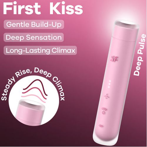 Вакуумно-волновой мини-стимулятор клитора с вибрацией помада Satisfyer First Kiss