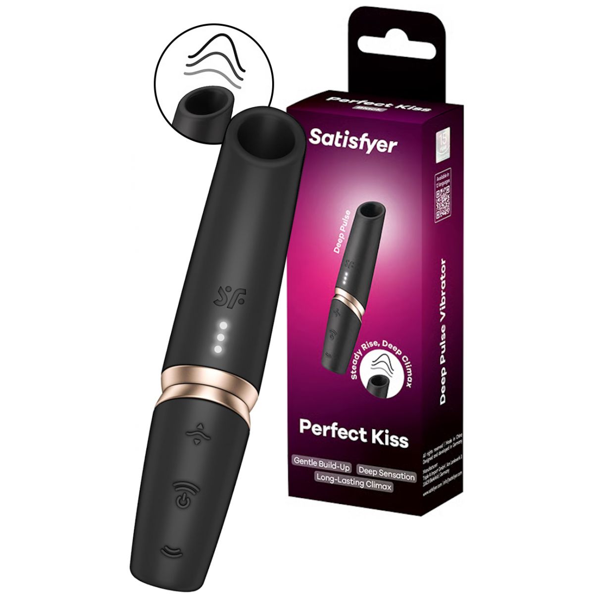 Вакуумно-волновой мини-стимулятор клитора с вибрацией помада Satisfyer Perfect Kiss