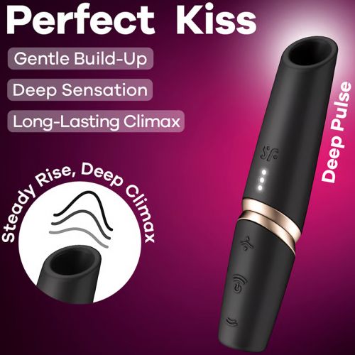 Вакуумно-волновой мини-стимулятор клитора с вибрацией помада Satisfyer Perfect Kiss