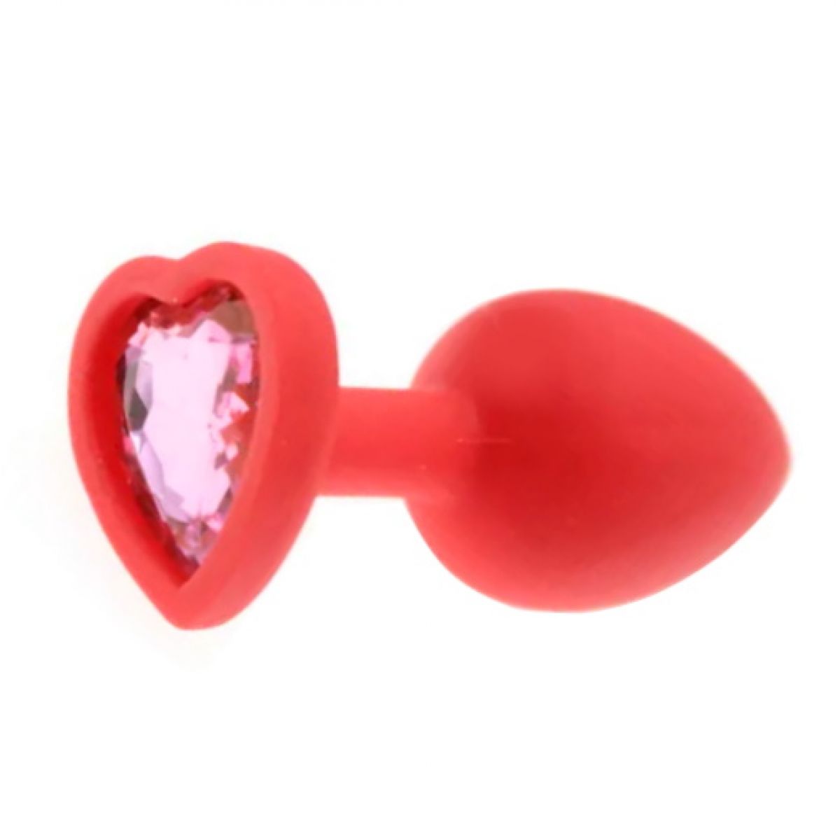 Красная силиконовая пробка M с розовым кристаллом в форме сердца