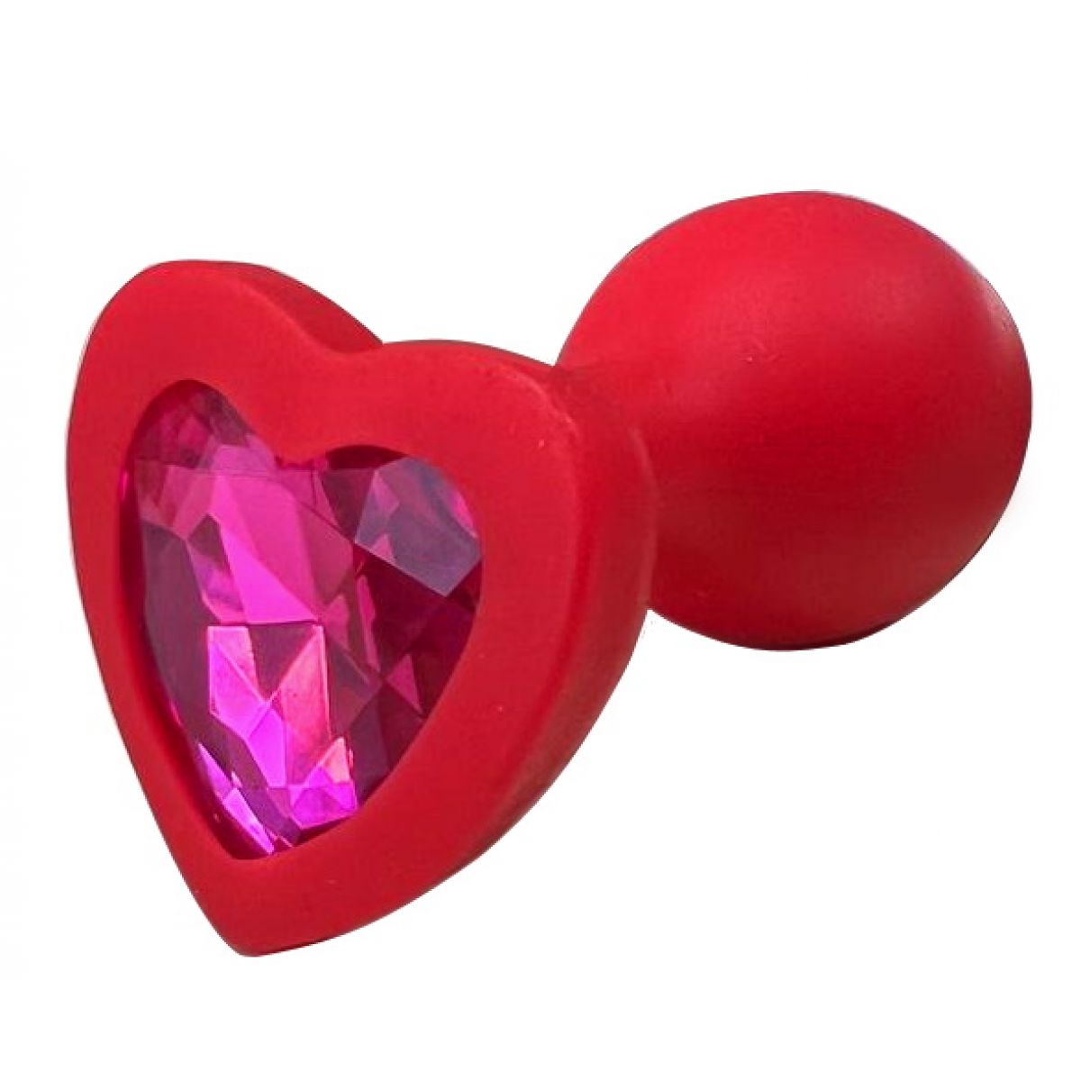 Красная силиконовая пробка S с розовым кристаллом в форме сердца