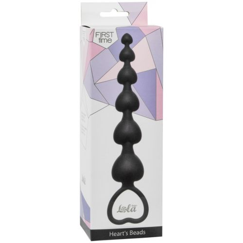 Силиконовая анальная цепочка Hearts Beads Black