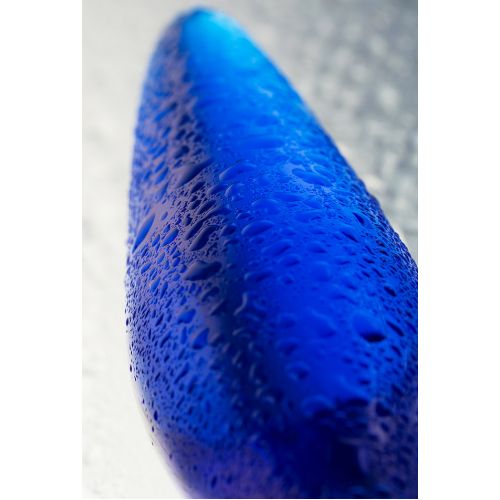 Двусторонний синий фаллос из стекла Sexus Glass 18 см