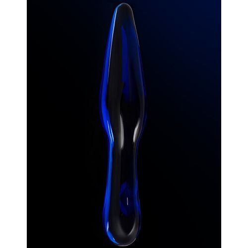 Двусторонний синий фаллос из стекла Sexus Glass 18 см