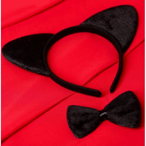 Эротический набор Территория соблазна: Женщина-кошка - ободок, галстук-бабочка, 10 карт