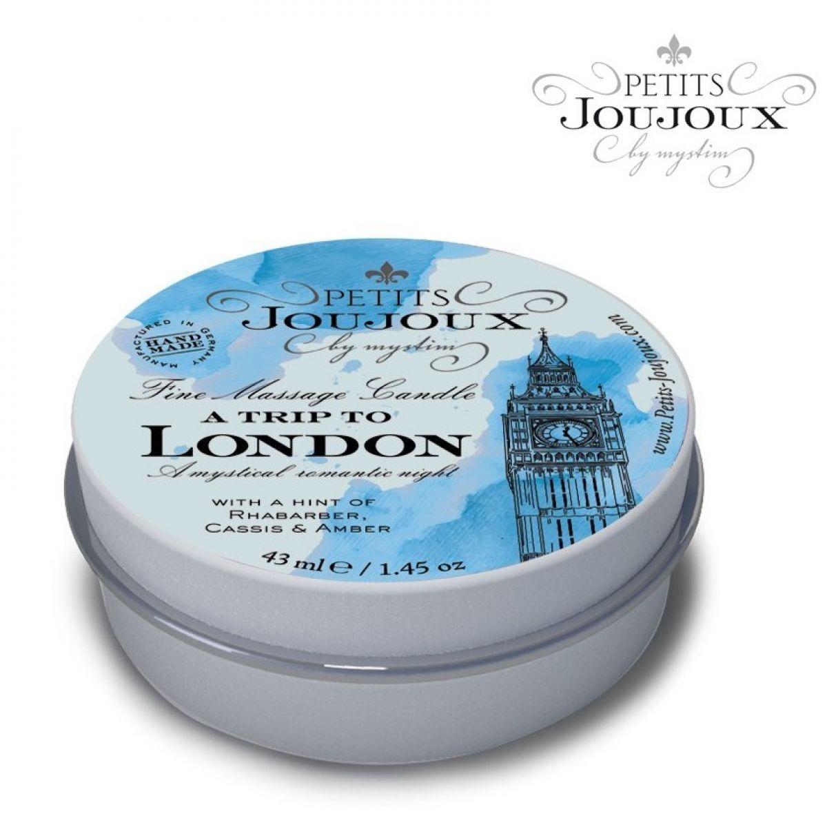 Массажная свеча Petits Joujoux London с ароматом ревеня, амбры и чёрной смородины 33 гр