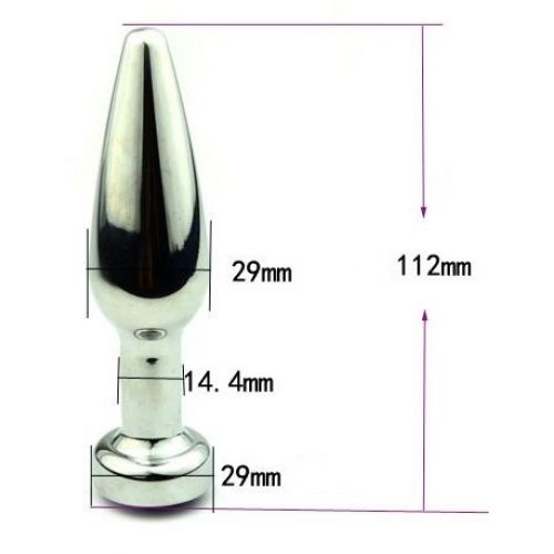 Серебряная металлическая анальная пробка с голубым стразом, размер S