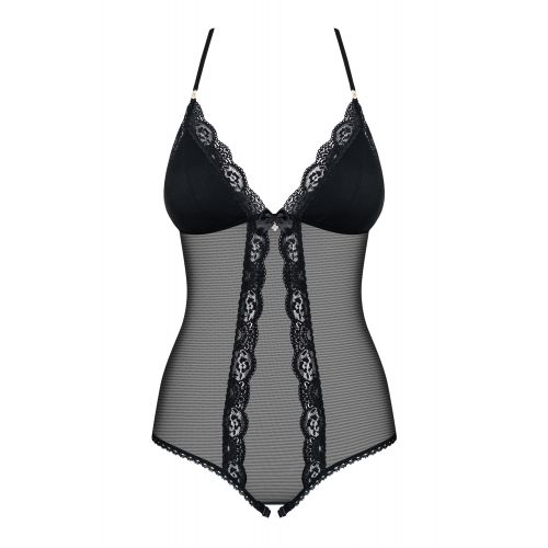 Эротичное черное боди с открытой промежностью S/M