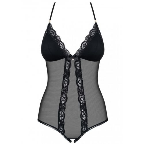 Эротическое черное боди с открытой промежностью L/XL