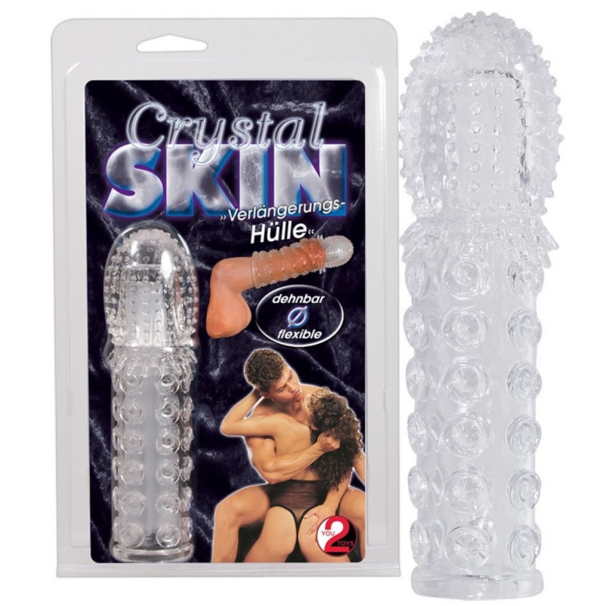 Прозрачная насадка на пенис с точечно-ребристым рельефом Crystal Clear