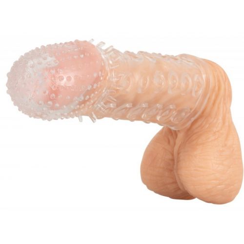 Прозрачная насадка на пенис с точечно-ребристым рельефом Crystal Clear