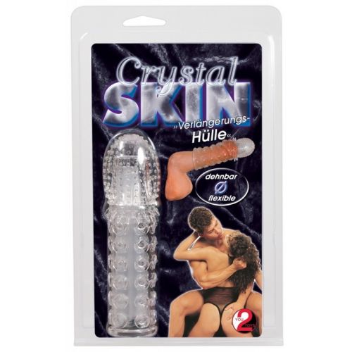 Прозрачная насадка на пенис с точечно-ребристым рельефом Crystal Clear