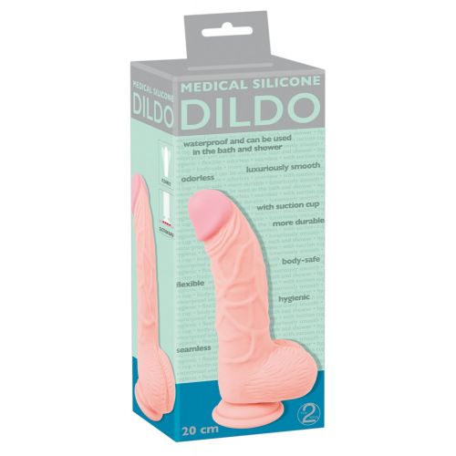 Фаллоимитатор реалистик с загнутой голвкой Medical Silicone Dildo 20 см