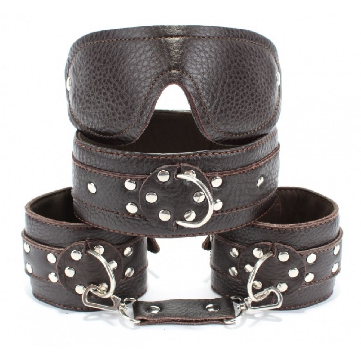 Набор фиксаторов с маской из мягкой темно-коричневый кожи