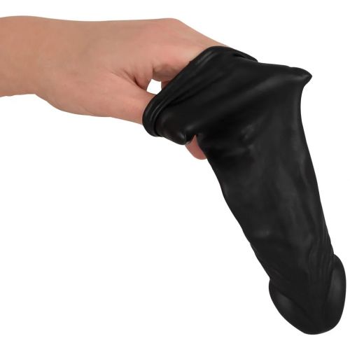 Удлиняющая насадка на пенис черного цвета + 4 см Silicone Extension