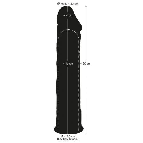 Удлиняющая насадка на пенис черного цвета + 4 см Silicone Extension