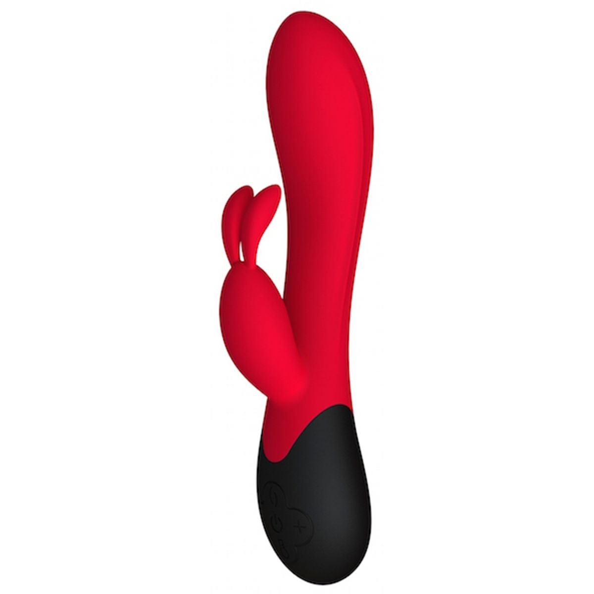 Вибратор Gemini с клиторальным отростком в форме кролика и подогревом алого цвета 