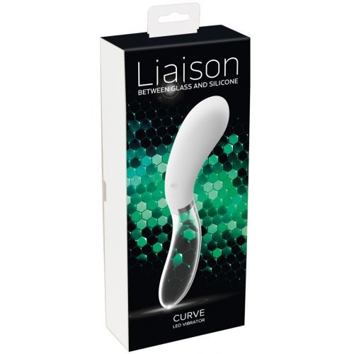 Двусторонний стеклянный вибратор Liaison Curve Led 21 см