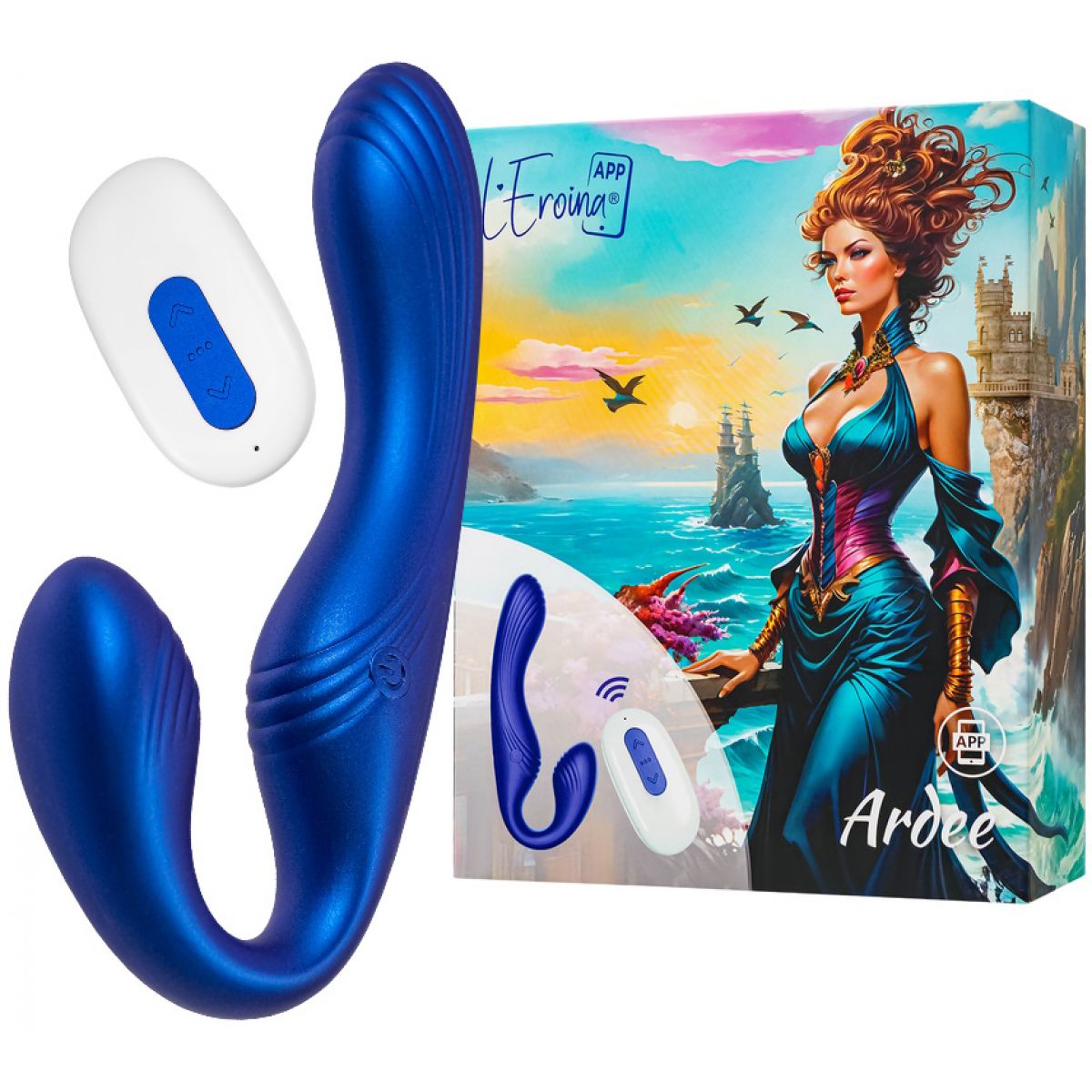 Безремневой смарт-страпон Leroina App Ardee с пультом управления 31 см