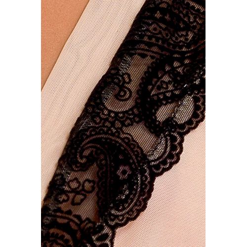 Бежевый пеньюар с черными вставками Daisy XXL/XXXL