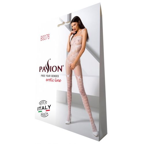 Белый комбинезон сетка c ажурным рисунком BS076