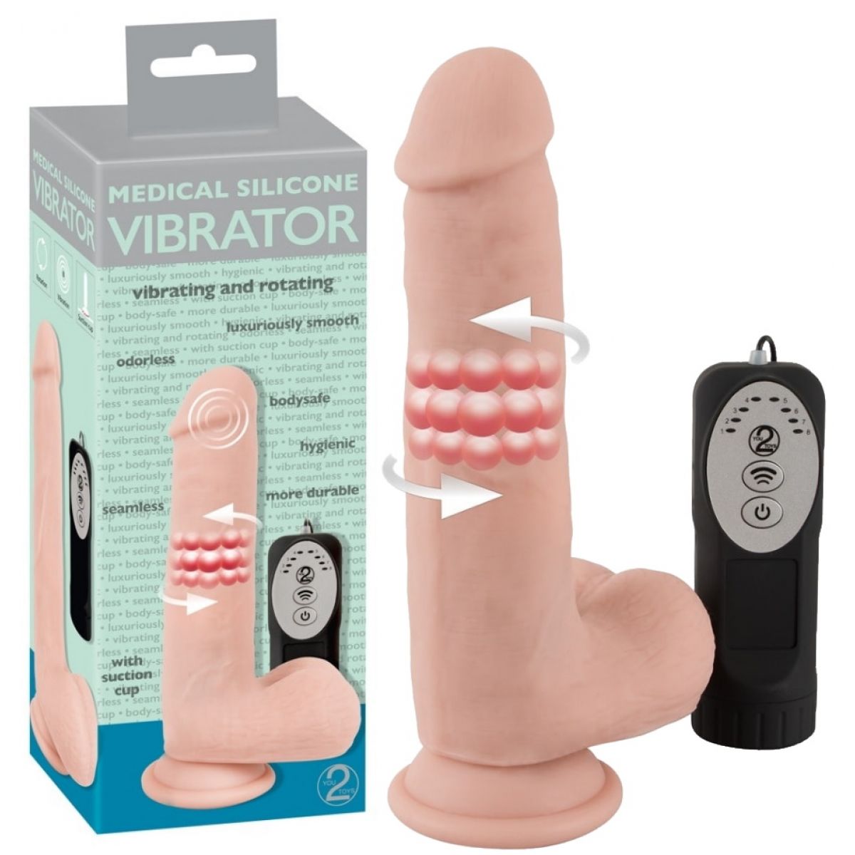 Фаллос реалистик с ротацией Medical Silicone 20 см