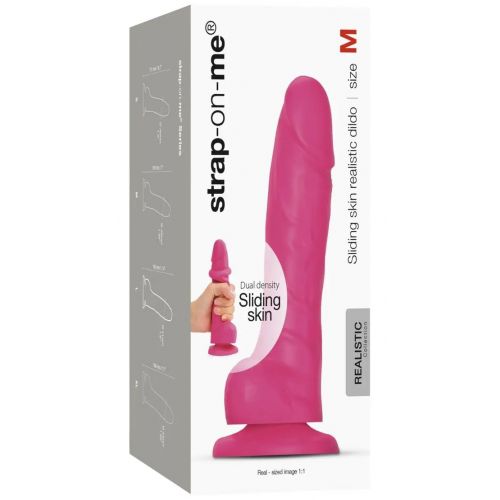 Реалистичный фаллоимитатор на присоске Strap-On-Me с подвижной кожей розовый 18 см