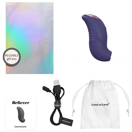 Перезаряжаемый стимулятор клитора с подвижным язычком Love to Love Believer Midnight Indigo