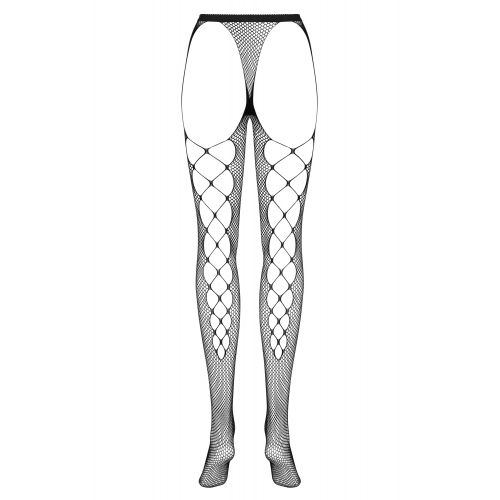 Необычные черные колготки в сетку с плетением сзади S/L
