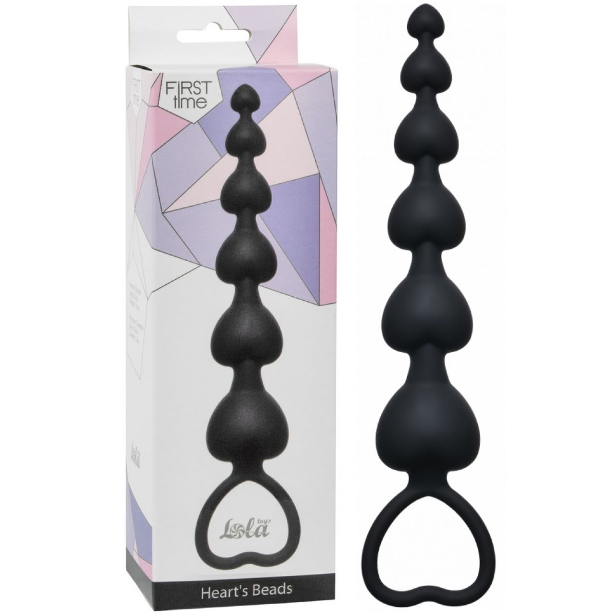 Силиконовая анальная цепочка Hearts Beads Black